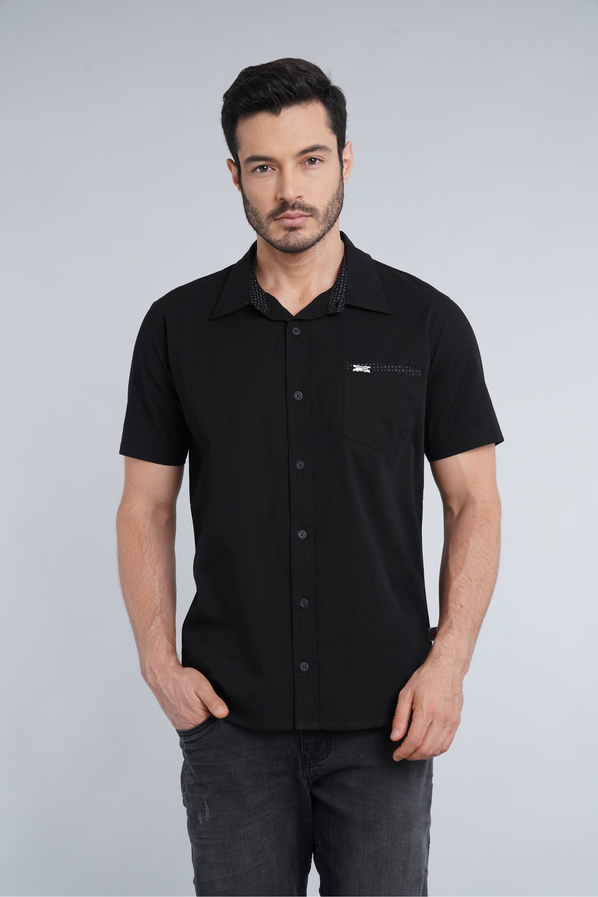 camisas color negro para hombre