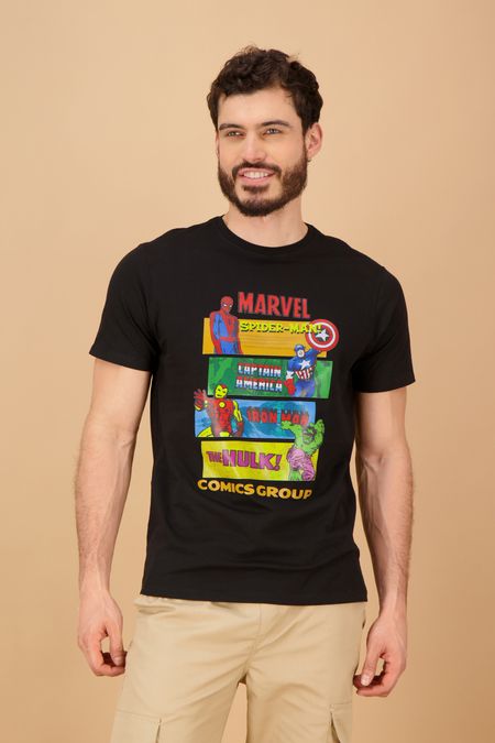 camisetas-Manga-Corta-Cuello-Redondo-Silueta-Amplia-Hombre-negro-0204682C000601003-v1
